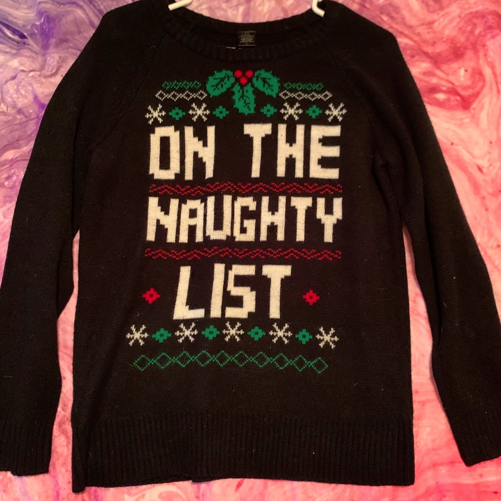 Christmas sweater “On the naughty list”
